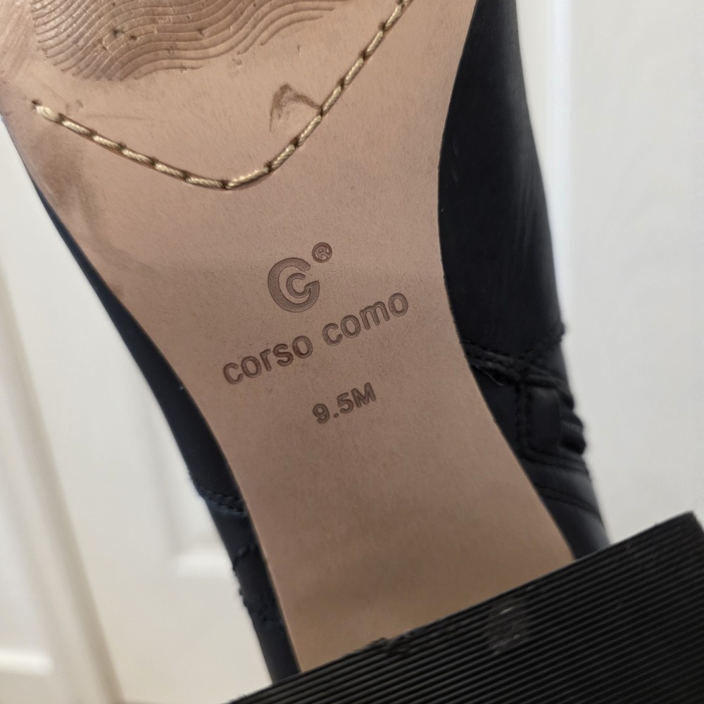 Corso Como Black Leather Block Heel Classic Modern‎ Ankle Boots Size 9.5M - Picture 8 of 11